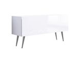 Cabinet Tv : Bianco Opaco / Bianco Lucido, Gambe Cromate, 100 X 52 X 32 Cm
