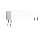 Cabinet Tv : Bianco Opaco, Gambe Cromate, 140 X 52 X 32 Cm