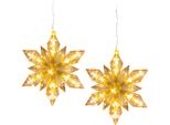 3.11 Stelle Di Natale Set Di 2 - 25 Led Bianco Caldo Ciascuna / Circa 23,5 X 23,5 Cm Ciascuna - Stella Per Interni Con Timer