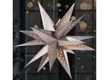 Brubaker Stella Di Natale 3D - Stella Illuminata Da 60 Cm - Funzionamento A Batteria Con Timer - Stella A Led Per La Decorazione Di Finestre - Stella Di Carta Di Natale, Argento