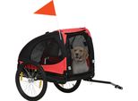 Rimorchio Per Cani Pawhut, Rimorchio Pieghevole Per Cani, Passeggino Per Cani Con Catarifrangenti, Sgancio Rapido, Rimorchio Per Cani, Resistente All'acqua, Tessuto Oxford, Acciaio, Rosso, 140 X 71 X 83 Cm