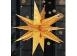 Brubaker Stella Di Natale 3D - Stella Illuminata Da 60 Cm - Funzionamento A Batteria Con Timer - Stella A Led Per La Decorazione Di Finestre - Stella Di Carta Natalizia, Oro