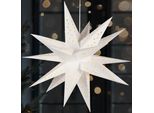 Brubaker Stella Di Natale 3D - Stella Illuminata Da 60 Cm - Funzionamento A Batteria Con Timer - Stella A Led Per La Decorazione Di Finestre - Stella Di Natale Di Carta, Bianca