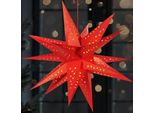 Brubaker Stella Di Natale 3D - Stella Illuminata Da 60 Cm - Funzionamento A Batteria Con Timer - Stella A Led Per La Decorazione Di Finestre - Stella Di Carta Natalizia, Rossa