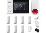 Huxgo HXA007 Sistema Di Allarme Casa Wifi + Gsm 2G Con Sirena Wireless, Sistema Di Allarme Con 7X Sensori Di Movimento E 1X Sensore Porta-Finestra, Sistema Di Allarme Per Appartamento, Casa, Garage, Tuya Smartlife App