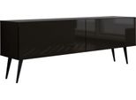Mobile Tv: Nero Opaco/Nero Lucido, Gambe Nere, 140 X 52 X 32 Cm