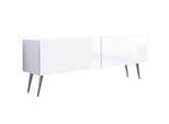 Cabinet Tv : Bianco Opaco / Bianco Lucido, Gambe Cromate, 140 X 52 X 32 Cm