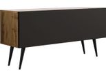 Porta Tv: Rovere Wotan / Nero Opaco, Gambe Nere, 100 X 52 X 32 Cm