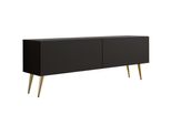 Cabinet Tv : Nero Opaco, Gambe Dorate, 140 X 52 X 32 Cm