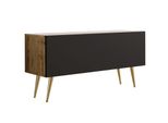Supporto Tv: Rovere Wotan / Nero Opaco, Gambe Dorate, 100 X 52 X 32 Cm