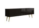 Supporto Tv : Nero Opaco/Nero Lucido, Gambe Dorate, 140 X 52 X 32 Cm