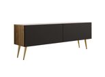 Supporto Tv : Rovere Wotan / Nero Opaco, Gambe Dorate, 140 X 52 X 32 Cm