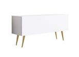 Cabinet Tv: Bianco Opaco, Gambe Dorate, 100 X 52 X 32 Cm