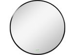 Specchio Da Bagno Kleankin, Specchio Rotondo, Specchio Da Bagno Con Cornice In Alluminio, Specchio Da Parete Ø50 Cm Per Soggiorno, Camera Da Letto, Bagno, IP44, Nero