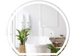 Costway 60 X 54 Cm Specchio Da Bagno A Led, Specchio Rotondo A Parete Con Illuminazione Dimmerabile A 3 Colori, Interruttore A Sfioramento, Antiappannamento