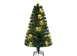 Costway Albero Di Natale Artificiale 150 Cm Con Cima A Stella, 24 Led Bianchi Caldi E 170 Punte Di Rami, Albero Di Natale In Fibra Di Vetro, Albero Di Natale Artificiale
