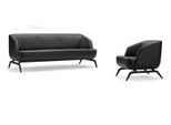 Set Di Divani Neri Di Design Poltrona Di Lusso A Tre Posti In Pelle 2 Pezzi