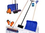 Kotarbau® Set Pala Da Neve Con Manico In Legno 135 Cm Scopa Stradale Con Manico 150 Cm Raschietto Per Ghiaccio 119 X 20 Cm + Guanti Pala Da Neve Spazzola Da Neve Spazzola Da Neve Manico In Legno Per Rimozione Neve