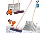 Kotarbau® Set Pala Da Neve Con Manico In Legno 137 Cm Scopa Da Strada 43 Cm + Guanti Pala Da Neve Spazzaneve Scopa Da Giardino Con Manico Pala Da Neve Per Esterni Manico In Legno Per Auto Per Sgombero Neve
