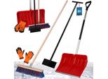 Kotarbau® Set Pala Da Neve Con Manico In Alluminio 135 Cm Scopa Stradale Con Manico In Legno 150 Cm Raschietto Per Ghiaccio 119 + Guanti Pala Da Neve Spazzola Da Neve Spazzola Da Neve Manico In Alluminio Per Rimozione Neve