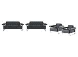 Set Di Divani Chesterfield Design 4 Pezzi Poltrona 2 Posti Pelle Elegante