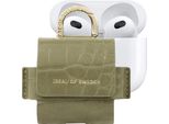 Ideal Of Sweden, Mini Custodia Per Airpods 3 Modello Flo Con Texture Coccodrillo, Verde