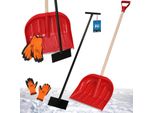 Kotarbau® Set Pala Da Neve Con Manico In Legno 134,5 Cm Raschiaghiaccio 119 X 20 Cm + Guanti Pala Da Neve Calda Rimuovi Neve Pala Da Neve Raschia Auto A Spinta Con Manico Pala Con Manico
