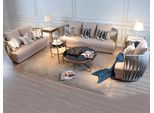 Divano Chesterfield In Metallo Con Seduta Imbottita Set Divano 3+1 Tessuto Design Set