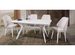 Set Da Pranzo Di Lusso Bianco 4X Sedie Mobili In Acciaio Inox Mobili In Legno