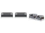 Set Completo Di Divani Ergonomici 4 Pezzi Nero Imbottito Di Design Stile Moderno