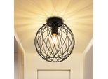 Zmh Faretto Da Soffitto Nero Lampada Da Corridoio Lampada Da Soggiorno Retrò 1 Fiamma Plafoniera Piccola Plafoniera Industriale Con Presa E27 Max.40W Metallo, Ø 25Cm