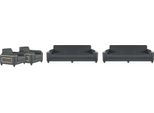Set Di Sedute Di Design Grigio-Nero 2X Tre Posti 2X Poltrona Set Di 4 Pezzi