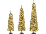 Costway Set Di 3 Alberi Di Natale Artificiali A Matita, 120+150+180Cm, Albero Di Natale Con Neve E Luci Led, Albero Di Natale Artificiale Verde + Bianco