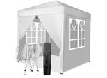 Gazebo Pieghevole Fch 2 X 2 M Con 4 Pareti Laterali, Finestra, Tendone Con Protezione Uv, Con 4 Pannelli Laterali, Tenda Da Giardino, Tendone, Bianco