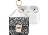 Ideal Of Sweden, Mini Custodia Per Airpods Modello Cosmo Con Catena Glitter, Nero / Argento