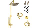 Granitan | Set Doccia Rossa Gold - Ultra Slim - Oro - Design Moderno - Materiali Di Alta Qualità