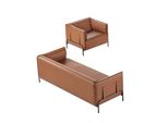Studio 2 Pezzi 3 Posti Con Poltrona Marrone Unicolore Design Moderno