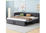 Flieks Letto Imbottito Divano Letto 90X200Cm Con Letto Estraibile, Letto In Legno Letto Per Giovani Letto Per Bambini Divano Letto Con Rete A Doghe, Letto Da Giorno Letto Funzionale In Velluto, Scuro