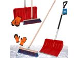 Kotarbau® Set Pala Da Neve Con Manico In Alluminio 135 Cm Scopa Stradale 43 Cm + Guanti Pala Da Neve Spazzola Da Neve Spazzola Da Giardino Con Manico Pala Da Neve Per Esterni Auto Per Sgombero Neve
