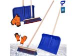 Kotarbau® Set Pala Da Neve Con Manico In Legno 135 Cm Scopa Da Strada 43 Cm + Guanti Pala Da Neve Spazzaneve Scopa Da Giardino Con Manico Pala Da Neve Per Esterni Manico In Legno Per Auto Per Sgombero Neve