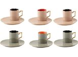 SchäFer Set Moka 12 Pezzi Servizio Caffè 90Ml Grigio E Rosa
