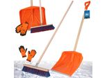Kotarbau® Set Pala Da Neve Con Manico In Legno 136 Cm Scopa Stradale 43 Cm + Guanti Pala Da Neve Spazzaneve Scopa Da Giardino Con Manico Pala Da Neve Per Esterni Manico In Legno Per Auto Per Sgombero Neve