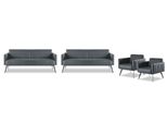 Set Da Studio 4 Pezzi 2X 3 Posti 2X Poltrona Nero Unicolore Moderno