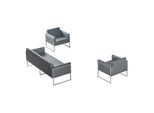 Set Da Lavoro 3 Pezzi 3 Posti Con 2X Poltrona Grigio Unicolore Stile Moderno