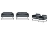 Set Da Studio 4 Pezzi 2X 2 Posti 2X Poltrona Nero Unicolore Moderno