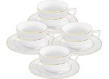 Tazze E Piattini Wilmax Con Linee Dorate, 240 Ml, Set Di 4, WL-880102404/AB4