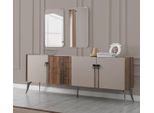 Set Moderno Beige Credenza Di Lusso 2X Specchio Mobili In Legno Credenza