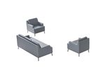 Set Studio 3 Pezzi 3 Posti Con 2X Poltrona Grigio Scuro Design Moderno