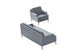 Set Da Studio Grigio Scuro Poltrona 3 Posti Design Moderno Monocromatico