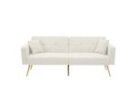 Abrihome Divano Letto A 3 Posti Con Superficie Di Appoggio 175 × 90 Cm, Letto Per Ospiti Divano Letto Con Cuscini E Schienale Regolabile, Bianco